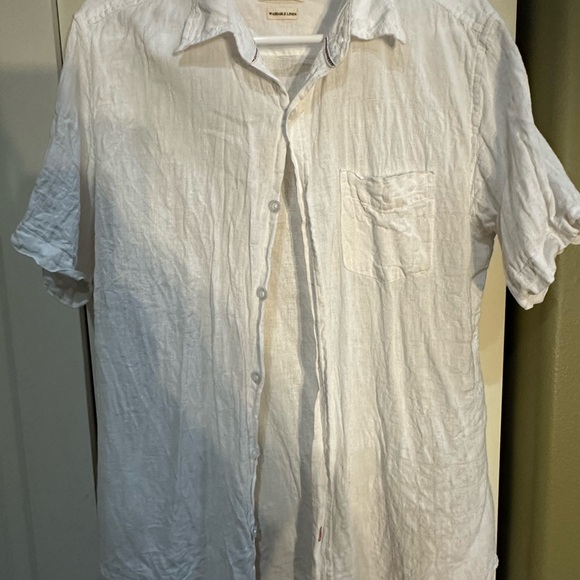 Classic Linen White Button-Down Shirt by Original Weatherproof Vintage Sz. L - Picture 1 of 5